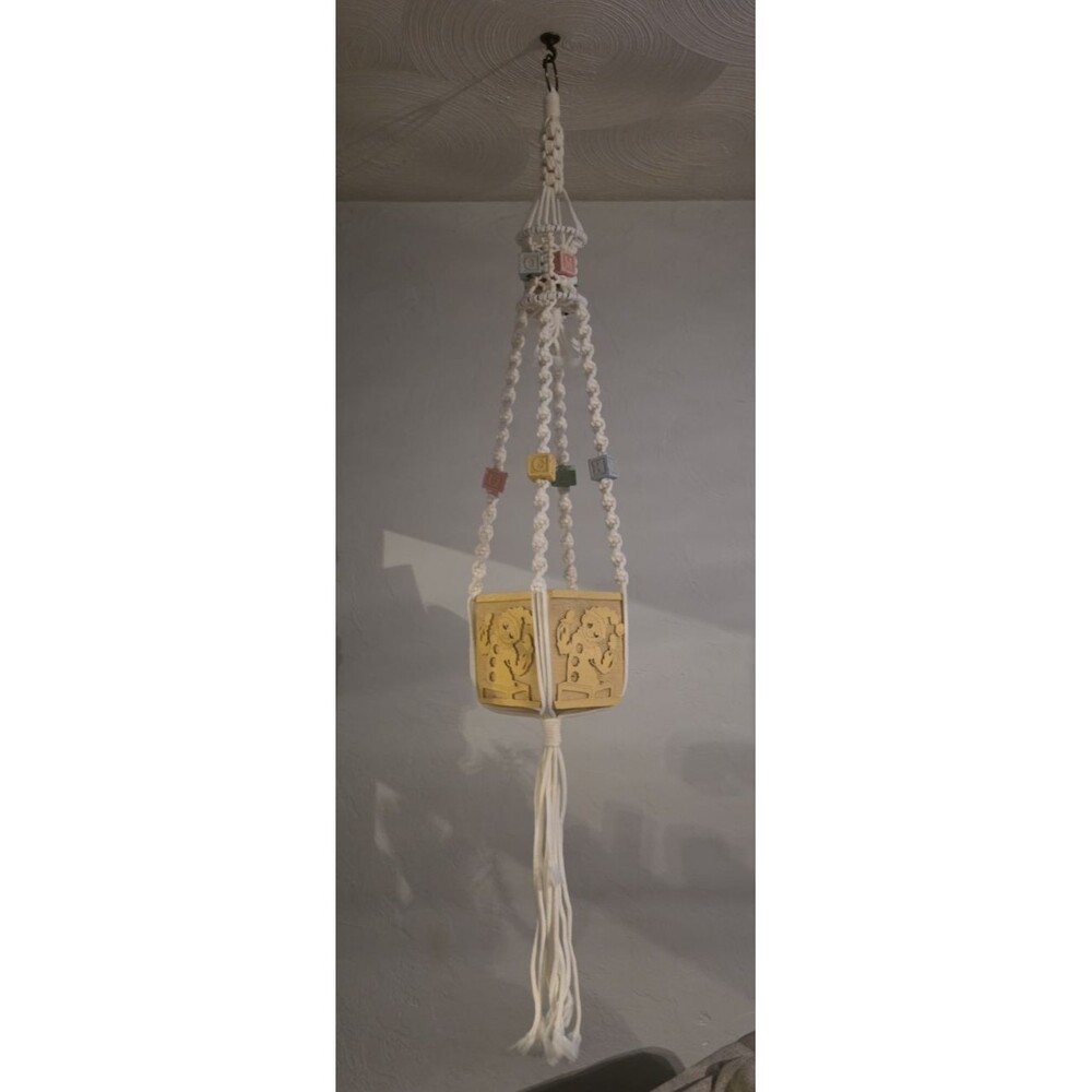 Vintage 1970s 5ft Long Macrame  Hanging Plant Hanger Nursery Learn Jack In Box
